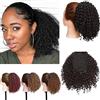 SEGO Extension Clip Capelli Coda Finta di Cavallo Chignon Afro Ricci Finti Cordicella Elastica Posticci 20cm Pesa 130g - Nero