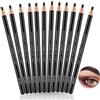 peiyee 12 Pcs Matita Microblading,Pull Cord Peel-Off Eyebrow Pencil Tatuaggio e Microblading Penna,Permanente Sopracciglia Liner Impermeabile e Resistente,Adatto per Acconciature Naturali Scure,Nero