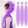 ACUTEBAO Easy Crochet Braid Hair Purple pre-stretched Braiding Hair 32 Inch 3 Packs Hot Water Setting Soft Synthetic Braiding Hair for Twist Senegalese Crochet Hair (Bright Purple, 26 inch (Pack of 3))