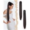 SanKristo Coda Capelli Extension con Coulisse, 60cm Lunghe Ponytail lisci naturale volume treccia clip a pettine Finta sintetiche Posticci cavallo donna Quotidian Posticcio frangetta, nero marrone