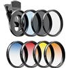 APEXEL Kit filtri obiettivo fotocamera telefono cellulare (blu, giallo, arancione, rosso) Filtri CPL, ND32 e Star per Nikon Canon Gopro iPhone e tutti i telefoni