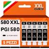 Supply Guy 580XXL Cartucce Nero PGBK compatibili con Canon PGI-580 XXL per Pixma TS705 TS705a TS6350 TS6350a TS6351 TS6351a TS6300 TR8550 TS9550 Multipack 5 Cartucce d'inchiostro
