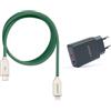 GROOVY Caricabatterie USB-A + USB-C 20W con Cavo Apple 1 Metro | Ricarica Rapida 3A, Silicone Liquido Colorato, Compatibile iPhone e iPad (SALVIA)