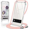 Coiwxmoi Cover per Google Pixel 6 Pro con Cordino 6.71,Trasparente Custodia con Laccio Tracolla Corda Catena Cinghia,Ultra Morbido Silicone TPU Antiurto Case per Google 6 Pro, Oro Rosa