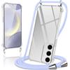 Coiwxmoi Cover per Samsung Galaxy S24+ 5G con Cordino 6.7,Trasparente Custodia con Laccio Tracolla Corda Catena Cinghia,Ultra Morbido Silicone TPU Antiurto Case per Samsung S24+ 5G, Viola