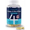 4 Omega 3 1668mg Olio di Pesce, 1334mg Omega-3 Alto Dosaggio, 4 HIM & HER | 80% Concentrato TG, 668mg EPA e 500mg DHA, FOS Certificato, Senza Retrogusto, 120 Capsule, 2 Mesi