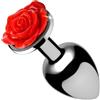 Generico Plug anale in acciaio inox ornato da una rosa scolpita - eleganza floreale, comfort e piacere raffinato per momenti intimi indimenticabili e sensuali