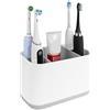 Linkidea Porta spazzolino elettrico, in plastica da appoggio, organizer con 5 scomparti per spazzolini Power, compatibile con Oral-B iO, Philips Sonicare ProtectiveClean (Bianco+Grigio)