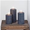 Lights4fun Set di 3 Candele TruGlow® in Cera Grigia Effetto Invecchiato con LED Bianchi Caldi a Pile per Arredo Interni