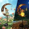 YZYOE Lampada di cristallo della fata del fiore della luna solare, ferro decorativo del giardino bella luce di terra cristallo della fata, luce a LED senza fili crepuscolo all'alba impermeabile.