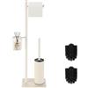 DAZI Klobürste freistehende metallisch, silbernem Chrom Toilettenbürste mit 2 Bürstenköpfe Langen WC-Bürsten für Eine Tiefenreinigung des Waschbeckens (Bianco)