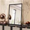 WEER Specchio da Bagno Nero, 50x70 cm Cornice Polimero Specchio da Parete Rettangolare con Effetto Legno, Impermeabile Specchi Decorativo per Bagno Camera Letto Soggiorno, Orizzontale o Verticale