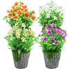 LEIMEND 4 Pezzi Piantine Finte Decorative con Vasetto Fiori Finti per Decorazioni Composizione Fiori Finti Piantina Finta Decorativa Adatto per L'arredamento di Uffici e Abitazioni