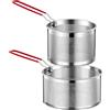 ZHIQIN 2 Pcs Cestini per Alimenti in Acciaio Inox con Manico Cestello per Friggitrice in Metallo Cesto Scolapasta da Cucina Cestini Divisori Pasta per Lavare Drenare Friggere Vapore(18cm, 20 cm)