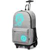 KONO Zaino Trolley per Scuola Impermeabile Ruote Rotolamento Removibile Scuola Borsa per Bambini(Grigio-upgrade)