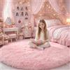 Amdrebio Tappeto rotondo rosa per camera da letto delle ragazze, soffice tappeto circolare 15,2 x 15,2 cm, per camera dei bambini, tappeto peloso circolare a pelo lungo morbido per dormitorio
