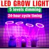 LED Coltiva La Luce Spettro Completo Lampada per Piante da Interno Frutta in Vaso Verdura Piante Riempimento di Illuminazione Dimmerabile con Temporizzazione 24 Ore USB DC5
