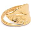 SINGULARU - Anello Leaf. Acciaio con Finitura Placcata Oro 18Kt. Regolabile con Motivo Foglia. Taglia Unica. Gioielli da Donna