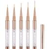 LEA-SHALL 7/9/11/15/20mm Pennelli Unghie Gel Sottile con Tappo per Nail Art Semipermanente 5 Pezzi, LEA-SHALL Set Pennello Linee Fini Professionali Pennellino di Dettaglio Penna Ricostruzione Acrilica