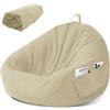 LEKEFETO Poltrona a sacco per bambini, fodera per poltrona a sacco, fodera per poltrona a sacco, senza imbottitura, per interni ed esterni, relax, camera da letto - 80 x 90 cm, Bianco