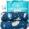 Ella Coperte Ponderate Bambini 3,2kg 100x150cm - Coperta Ponderata Rilassante per il Sonno - Perle di Vetro Ipoallergeniche, Strato Esterno in Cotone Morbido e Fresco - Per Bambini 25-40kg - Spazio