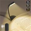 Auting Lampada da Lettura a Pinza , Mini Lampada Libro Ricaricabile USB con 9 LED, Dimmerabile, 3 Modalità Temperatura Colore, Braccio Flessibile 360°, Ideale per Lettura a Letto, Bambini, Viaggi - Nero