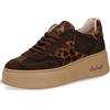 Galieti Sneaker in pelle con inserti in cavallino e suola 6cm