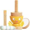 Le Toy Van - Wooden Honeybake 'Chicky - Chick' Wooden Egg Cup Set Pretend Food Kitchen Play Toy Set , Kids Role Play Toy Kitchen Accessories,Wood,pink,12 x 16 x 6.3 cm