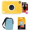 KODAK Printomatic+ Fotocamera Istantanea 10MP Kit Iniziale (Blu) con Custodia, RGB LED e Carta Adesiva Zink 20pz - Giallo