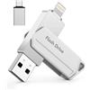 Snakwip Chiavetta USB 256GB MFi Certified 3 in 1 Penna USB 3.0 Lightning chiavette USB c Photostick Pen Drive Pennetta per iPhone/iPad/iOS/Android/Mac/PC - Memoria Esterna per iPhone(Argento)