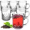 KADAX Tazze da Tè in Vetro Trasparente per Bevande Calde e Fredde, Bicchieri da Caffè con Manico e Base Stabile, Tazzine per Tisane (Set di 6, 230 ml)