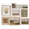 Lucky Numen Set di 9 stampe da parete in stile country francese, decorazione da parete con paesaggio, decorazione vintage da parete, grande stampa artistica da parete, per bagno, casa colonica floreale vintage
