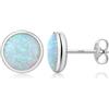 Jiahanzb Orecchini Opale Orecchini a bottone in Argento Sterling 925 Opale Bianco Rotondo Gioielli Ipoallergenici per Donna 6 mm