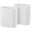 ASUS ExpertWiFi EBM68 Sistema Tri-Band WIFI 6 Mesh, Business, Supporta fino a 5 SSIDs, Guest Portal, 2.5 Gbps, Sicurezza Network Enterprise, ExpertWiFi app, Bianco, confezione da 2 pezzi