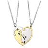 PiercingJak 2 collane con ciondolo a forma di cuore, separabile, in acciaio inossidabile, per amicizia, innamorati, coppia, con 2 catene, regalo per coppia, San Valentino, Acciaio inossidabile