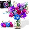CUBIMANA Set di bouquet di fiori con luce LED, 21 fiori, collezione botanica giocattolo, decorazione per piante per la casa di rose, 1054 pezzi, per lei adulti, donne, mamma, bambini, ragazze dai 12