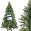 FairyTrees Albero FAIRYTREES Nordman Premium 220 cm, realizzato nell'UE. Albero di Natale artificiale formato da due materiali diversi, con supporto in frassino fatto a mano, tronco marrone.