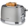 Korona 21667 Tostapane | 2 fette | Design retrò | grigio | 6 livelli di abbronzatura | Retro | scongelamento | tostatura | riscaldamento | 850 Watt | Inserto per panino | cassetto briciole |