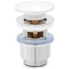 Parama Piletta di scarico click-clack universale per lavabo e bidet con troppo pieno in ottone cromato e cover in ceramica bianca | Frera