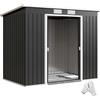 Outsunny Capanno Attrezzi con Tetto Inclinato, 2 Ingressi e Prese d'Aria, in Acciaio, 213x130x172 cm, Grigio Scuro | Aosom Italy