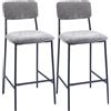 HOMCOM Set da 2 sgabelli da bar in tessuto chenille, sgabelli imbottiti, seduta ampia, schienale alto, 45,5x48x101cm, grigio | Aosom Italy