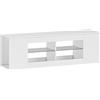 HOMCOM Mobile TV, 6 scomparti, 2 ripiani in vetro, pannello di truciolato, 140 cm, Bianco | Aosom Italy
