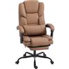 HOMCOM Sedia da Ufficio Reclinabile in Finta Pelle con Poggiapiedi e Rotelle, 65x67x111-119 cm, Marrone | Aosom Italy