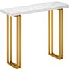 HOMCOM Consolle da ingresso, con piano effetto marmo, struttura in acciaio, 100 x 30 x 78,5 cm, Bianco e oro | Aosom Italy