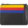 DuDu Bustina porta carte di credito in vera pelle colorata portafogli con zip Nero