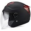 Galatée Casco Per Adulti Con Doppia Visiera. Calotta Rigida In Abs, Strato Tampone In Eps Ispessito, Fibbia a Sgancio Rapido a 7 Sezioni, Fori Di Ventilazione Anteriori e Posteriori(Nero opaco)