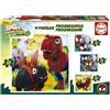 Educa - Puzzle Dino Spidey | 4in1 Progressivo 12/16/20/25 pezzi | Spiderman Dinosauri Marvel | dai 3 anni (20343)