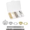 QUARKZMAN Kit di 200 pezzi di occhielli per passamaneria 5mm in metallo con attrezzi di installazione per scarpe, abbigliamento, pelle, cintura fai da te, oro, argento
