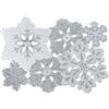 Grelucgo Tovagliette da tavola ricamate a macchina e tagliate a mano, con fiocchi di neve grigio argento e bianco, per le festività natalizie (33 x 48,3 cm (4 pezzi)