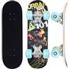 ERNAN Skateboard Completo per Principianti. Skateboard completo da 17 * 5 pollici. Double Kick Deck Concavo con 7 strati per ragazzi, ragazze (Skate)